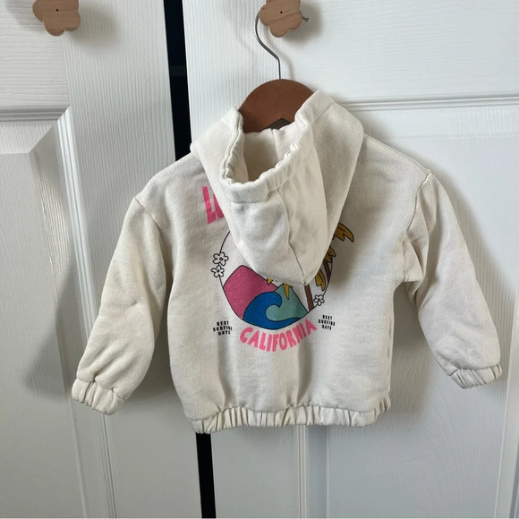 Zara Sweatshirt Hoodie Zip-Up Surfer Style Long Coast California 9-12 months - Picture 3 of 5
